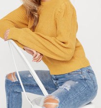 Load image into Gallery viewer, CREW NECK PUFF SLEEVE SWEATER
