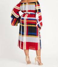 Load image into Gallery viewer, PLAID OFF SHOULDER PEASANT DRESS
