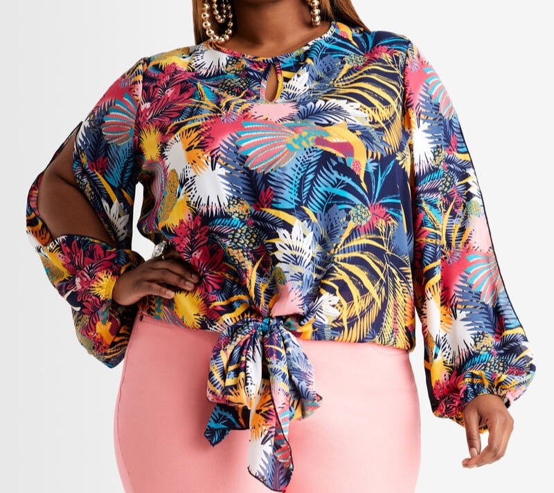TROPICAL TIE FRONT TOP