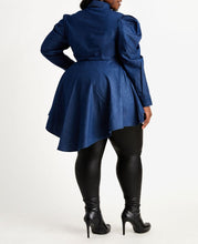 Load image into Gallery viewer, DENIM PUFF SLEEVE HI LOW DUSTER
