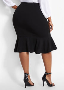 RUFFLED KNEE LENGTH SKIRT