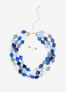 RESIN CHUNKY BEAD LAYER NECKLACE SET