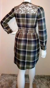 BELTED PLAID A-LINE DRESS