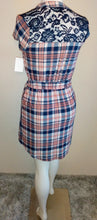 Load image into Gallery viewer, BELTED PLAID A-LINE DRESS
