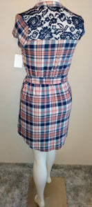 BELTED PLAID A-LINE DRESS