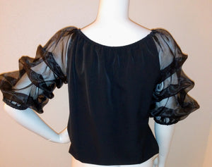 SHEER MESH PUFF OFF THE SHOULDER TOP