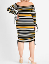 Load image into Gallery viewer, STRIPED RUCHED SWEATER DRESS
