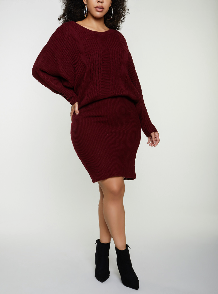 CABLE KNIT SWEATER DRESS