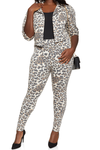 LEOPARD PRINT BLAZER AND PANT SET