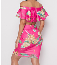 Load image into Gallery viewer, FLORAL PRINTED TOP W/MATCHING PENCIL SKIRT
