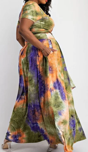 TIE-DYE MAXI MATCHING SKIRT SET