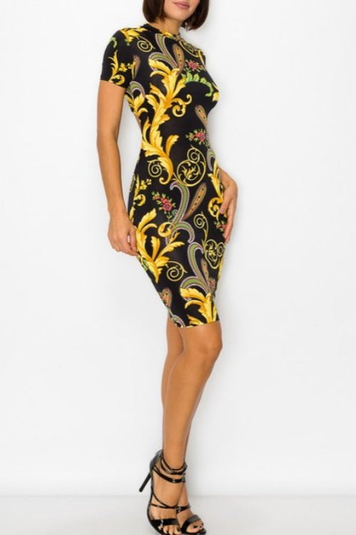 FLORAL BACKLESS BODYCON DRESS